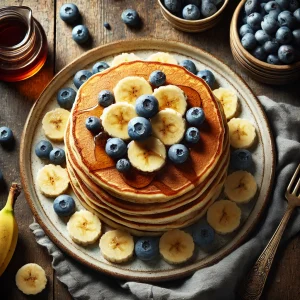 Vegan Pannenkoeken met Banaan en Blauwe Bessen