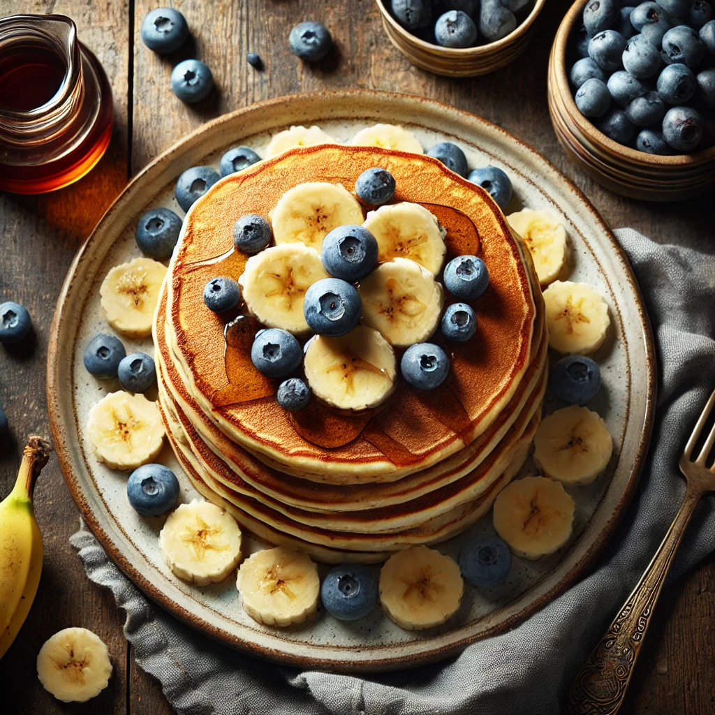 Vegan Pannenkoeken met Banaan en Blauwe Bessen