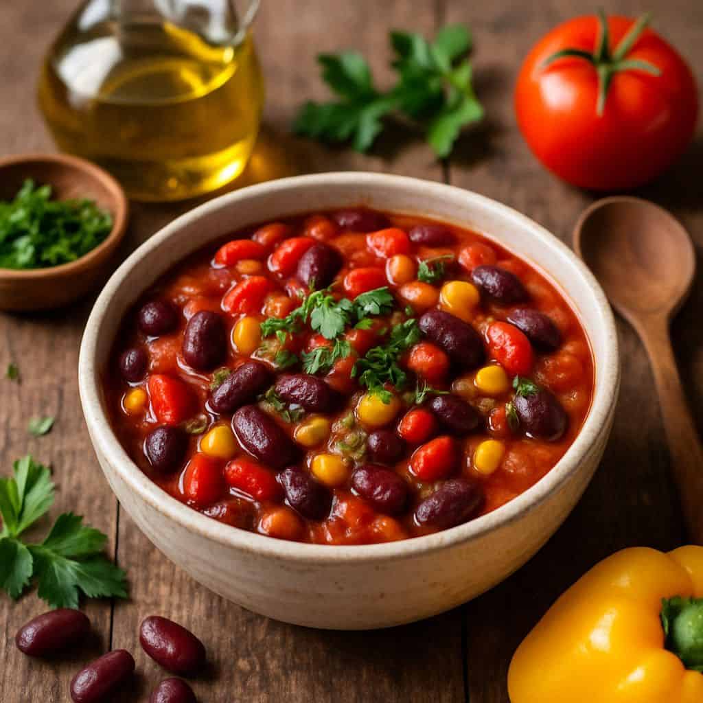 Vegan chili sin carne met bonen