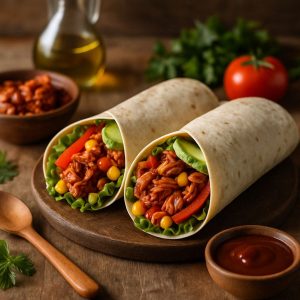 Vegan wrap met jackfruit en bbq saus