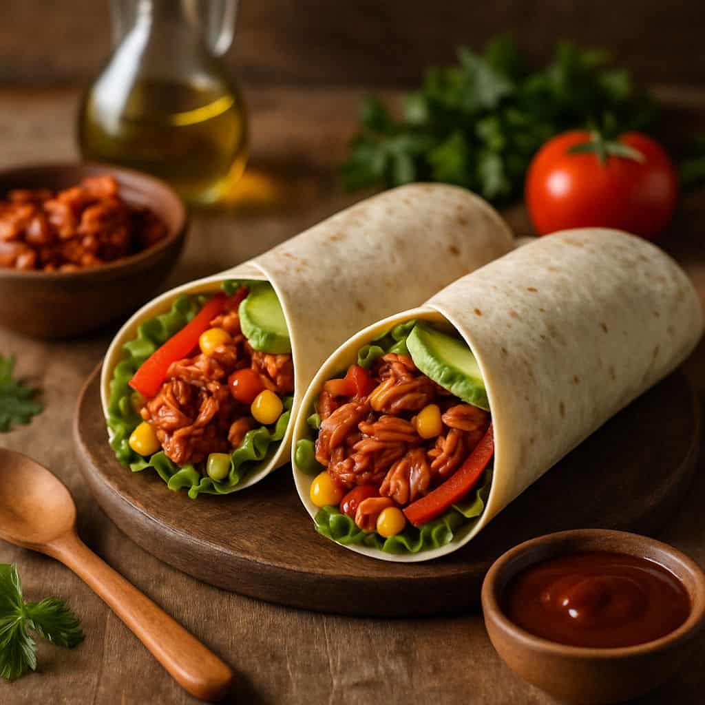Vegan wrap met jackfruit en bbq saus