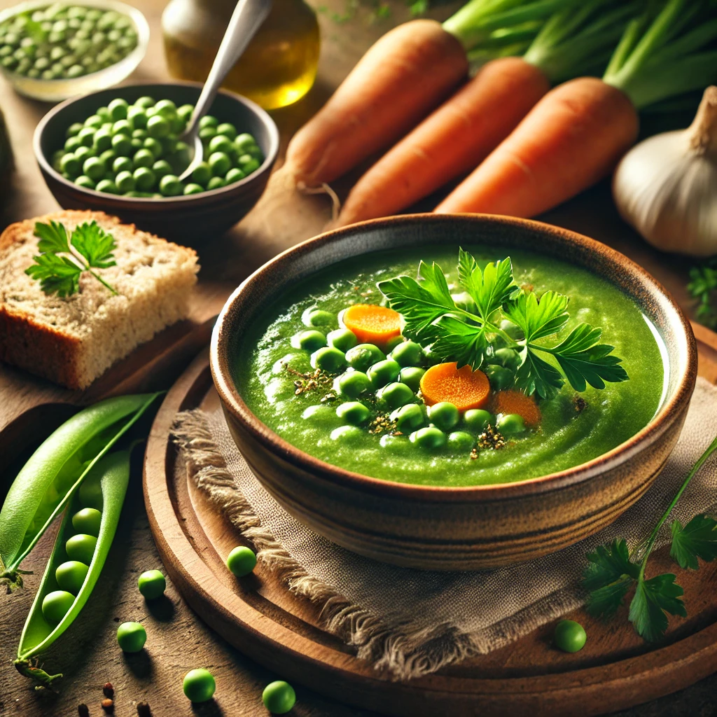 Vegetarische erwtensoep zonder zout