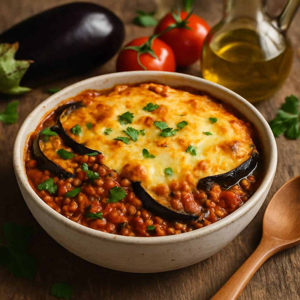 Vegetarische moussaka met aubergine
