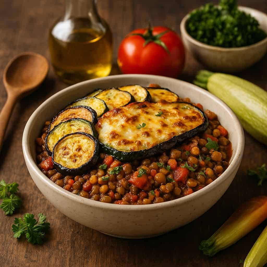 Vegetarische moussaka met linzen