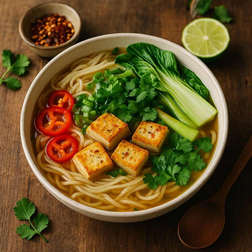 Vegetarische pho met tofu