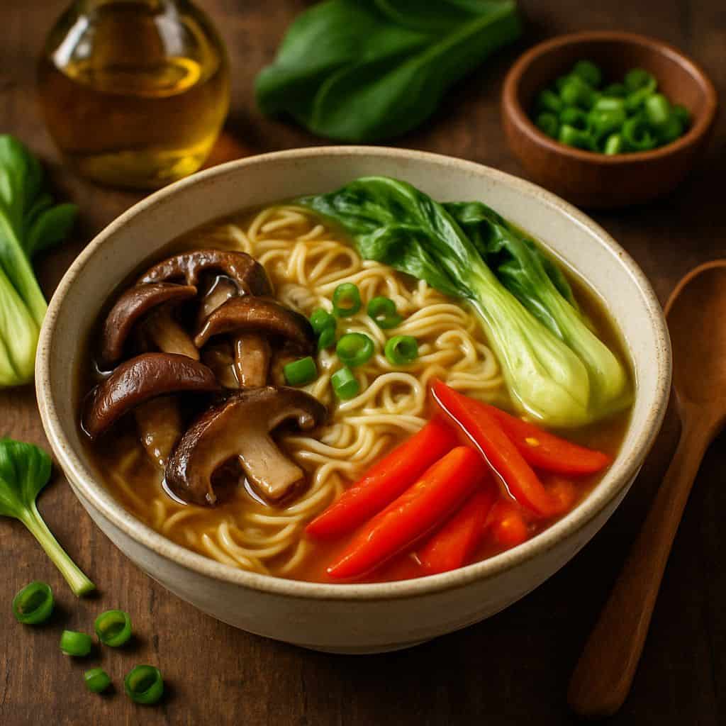 Vegetarische ramen met shiitake
