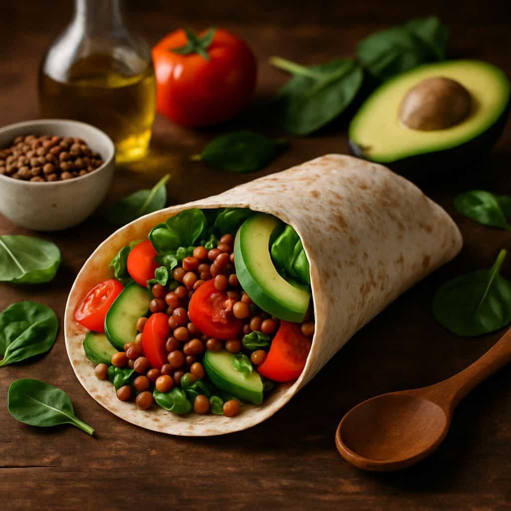 Vegetarische wrap met linzen en avocado