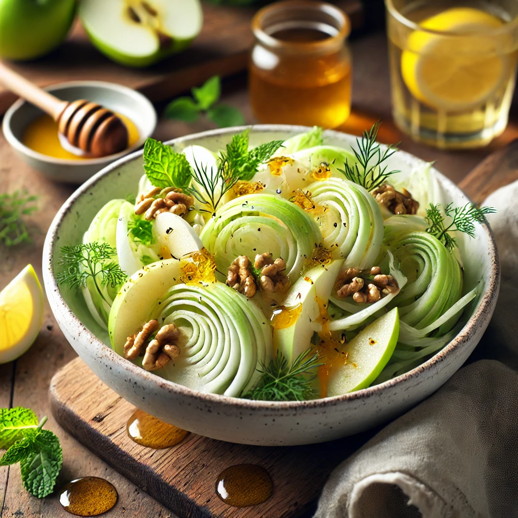Venkel-appelsalade met citroen en honing