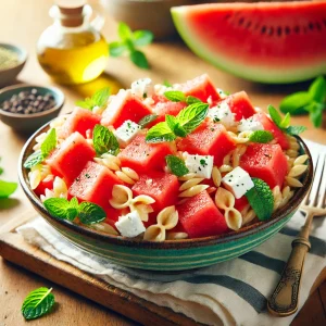Verfrissende Orzo-salade met Watermeloen & Feta