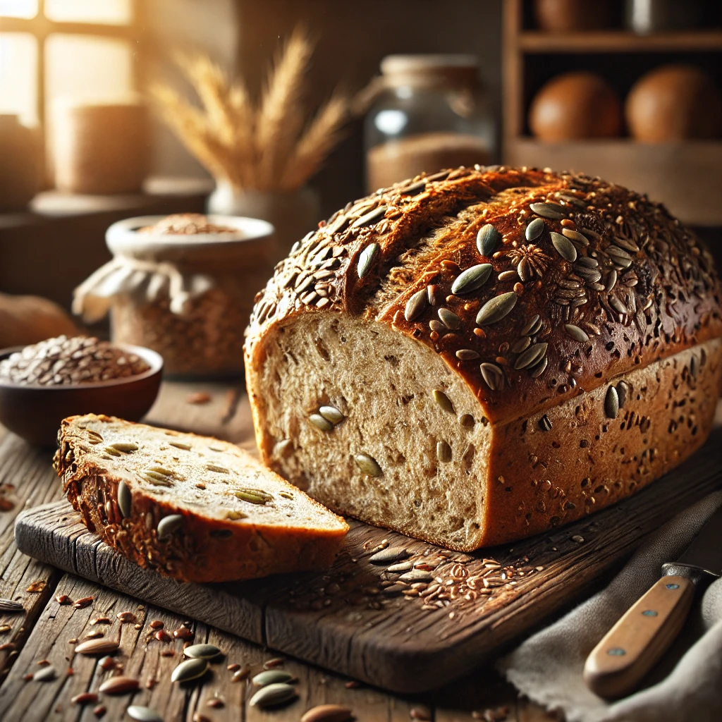 Vers Gebakken Volkorenbrood met Zaden en Pitten