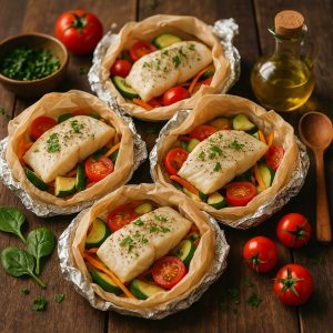 Vispakketjes met groenten