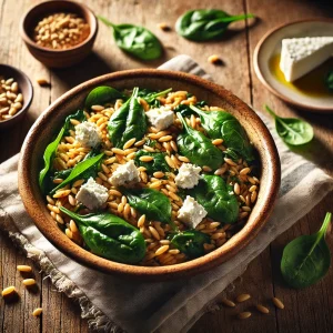 Volkoren Orzo met Spinazie & Geitenkaas