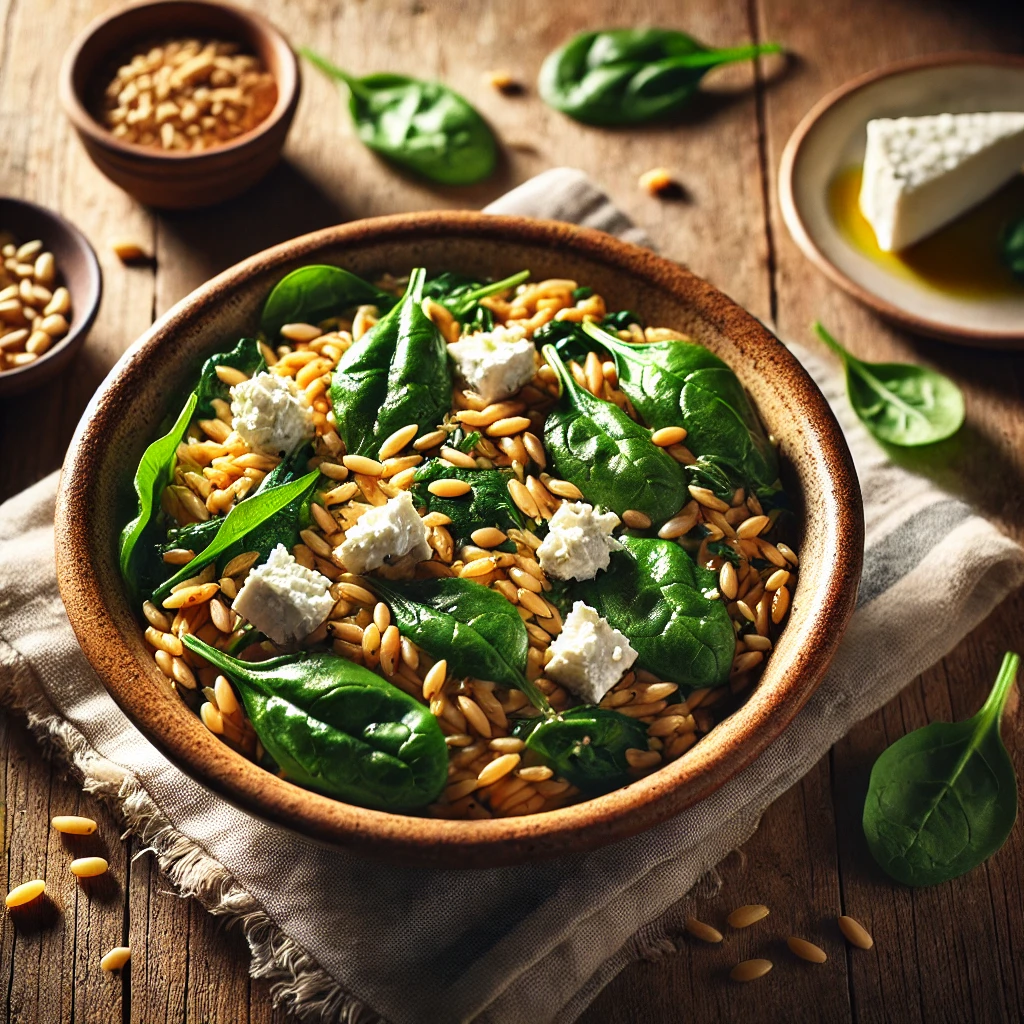 Volkoren Orzo met Spinazie & Geitenkaas