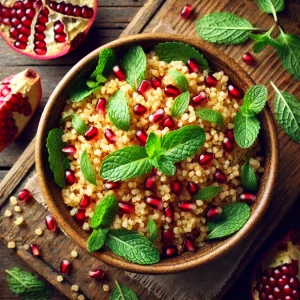 Volkoren bulgur met granaatappel en munt