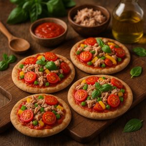Volkoren pita pizza's met tonijn