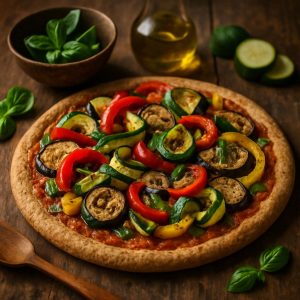 Volkoren pizza met gegrilde groenten