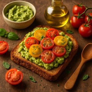 Volkoren toast met avocado en tomaat