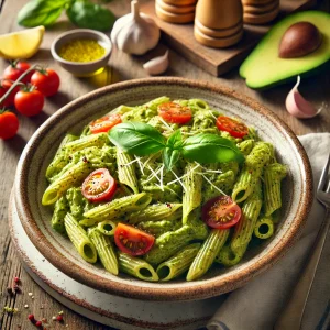 Volkorenpasta met romige avocadosaus