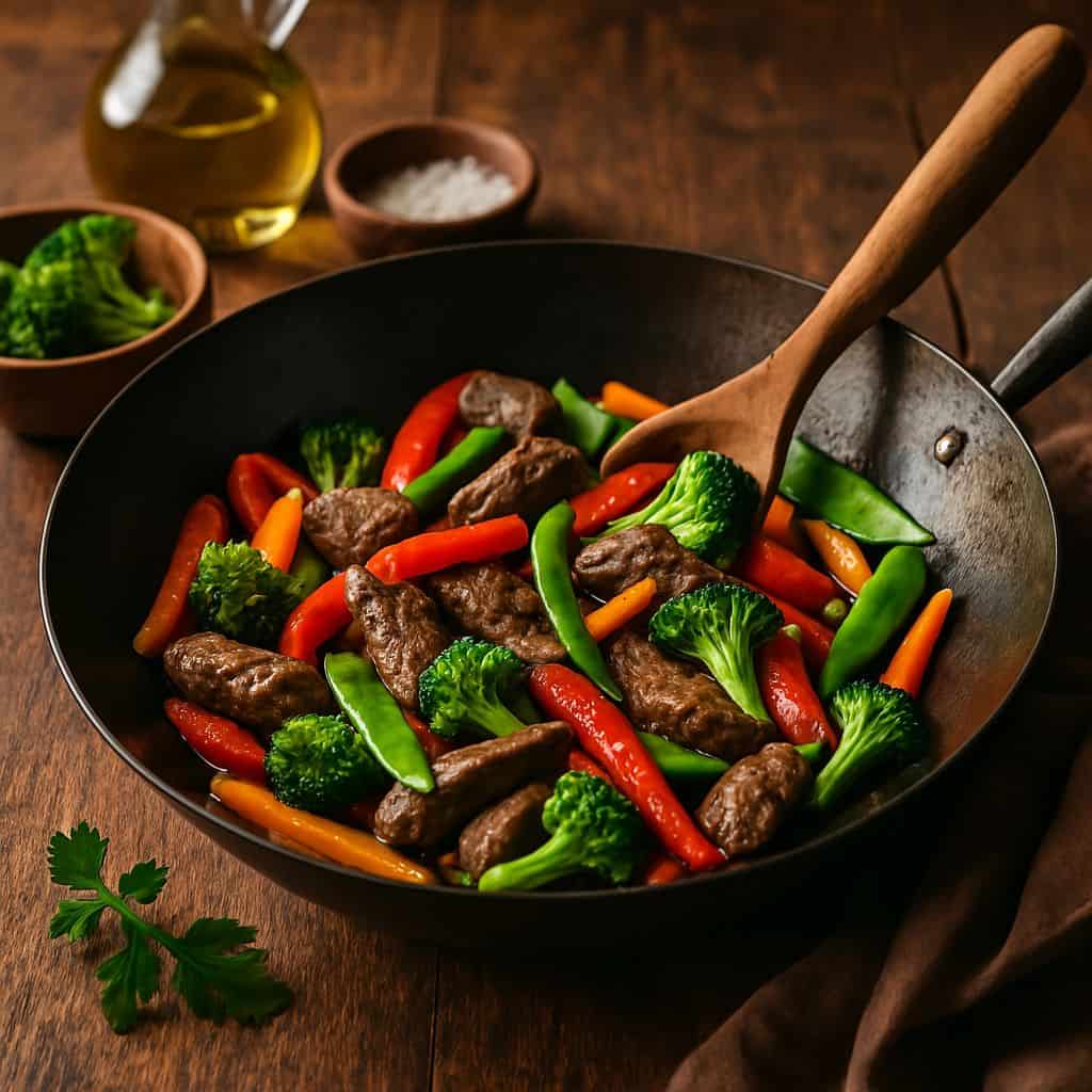 Wok met biefstuk en wokgroenten