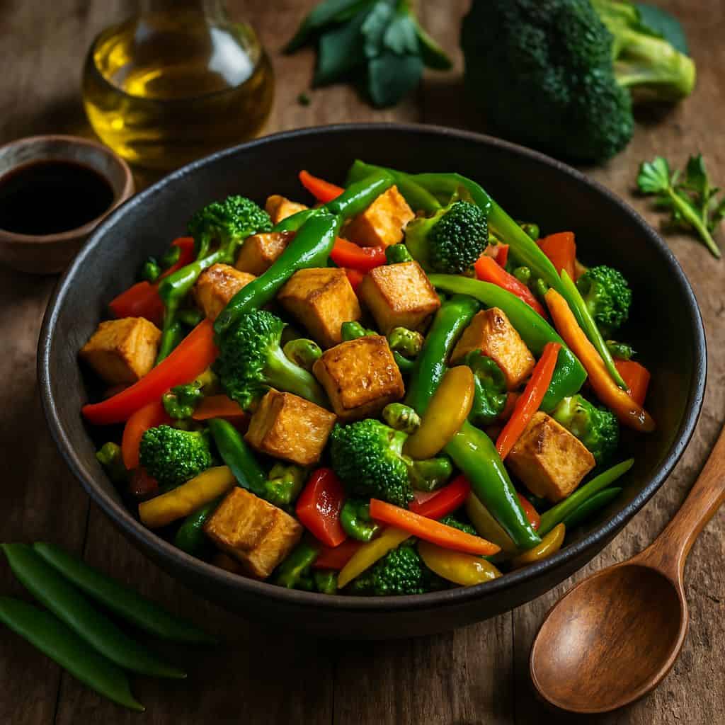 Wokgroenten met tofu en sojasaus