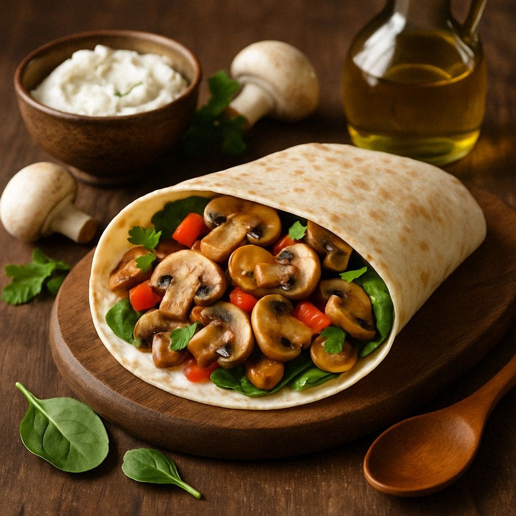 Wrap met champignons en roomkaas