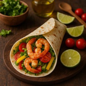 Wrap met garnalen en limoen