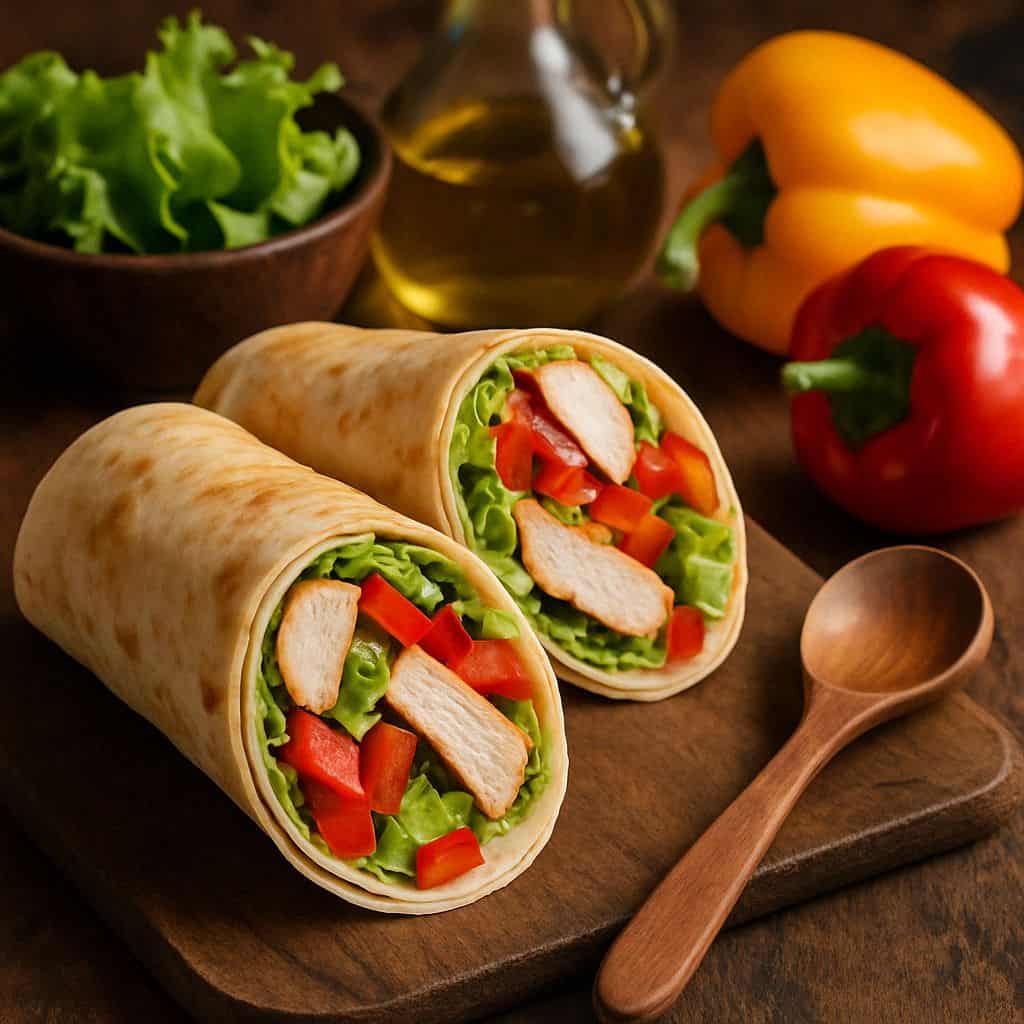 Wrap met gerookte kip en paprika