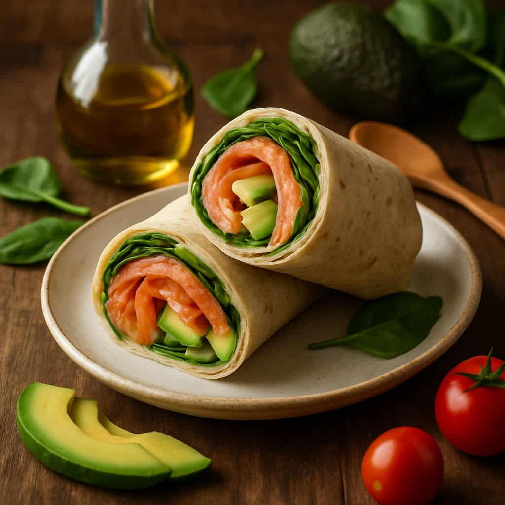 Wrap met gerookte zalm en avocado
