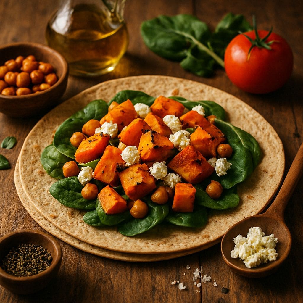 Wrap met geroosterde pompoen en feta