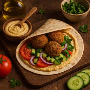 Wrap met hummus en falafel