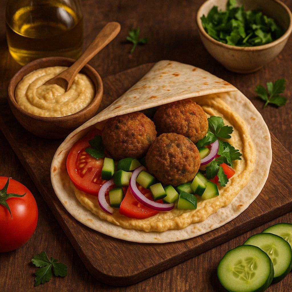 Wrap met hummus en falafel