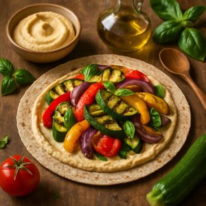 Wrap met hummus en gegrilde groenten