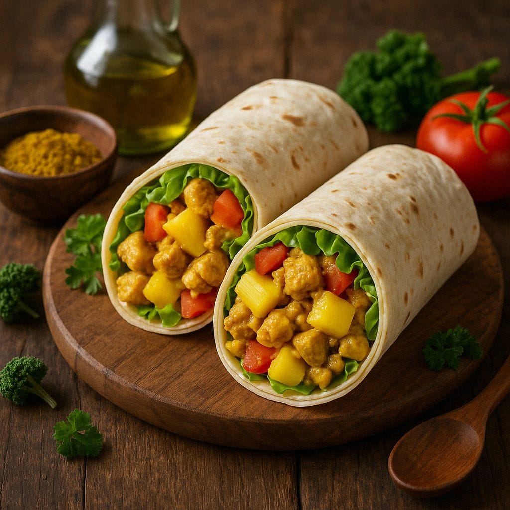 Wrap met kerrie-kip en ananas