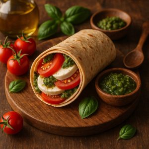 Wrap met mozzarella, tomaat en pesto