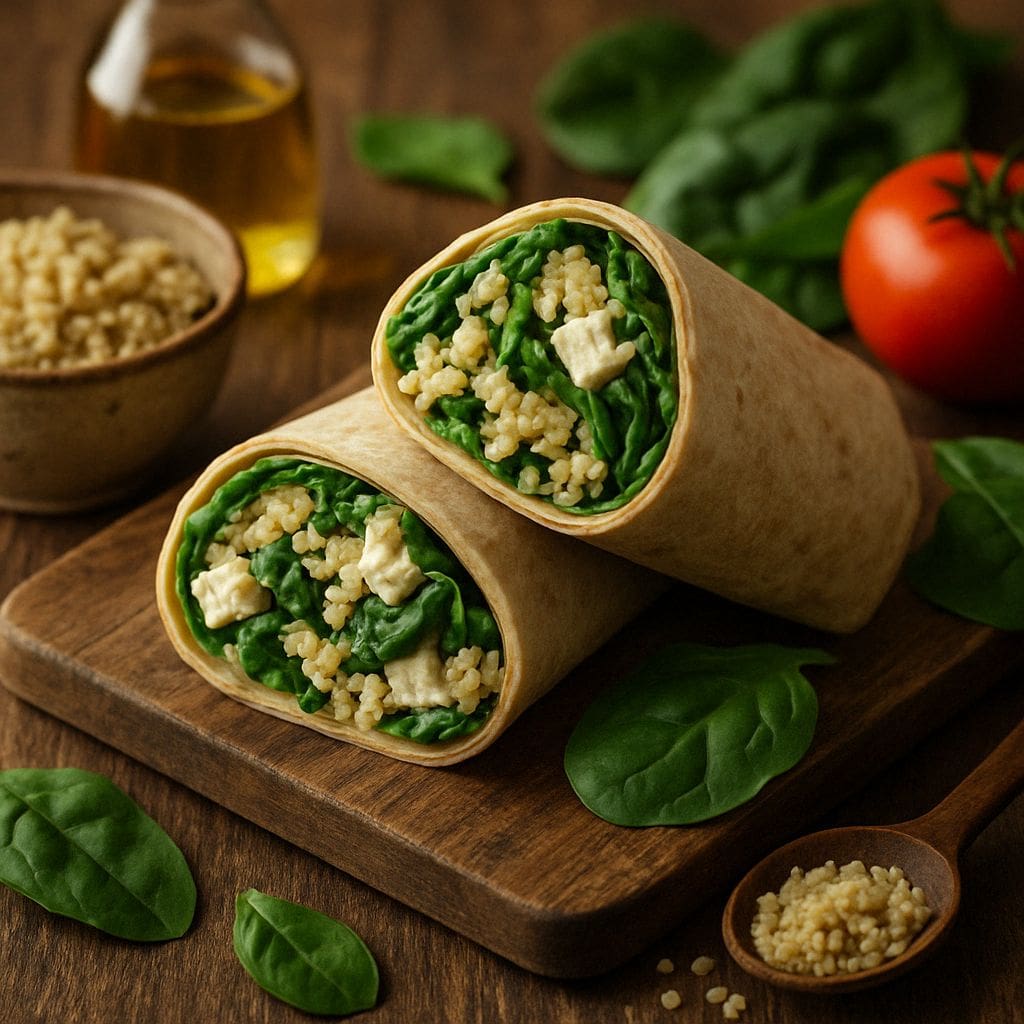 Wrap met quinoa, spinazie en feta