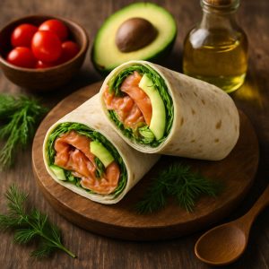 Wrap met zalm, avocado en dille