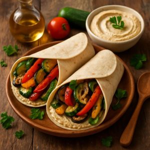 Wraps met hummus en gegrilde groenten