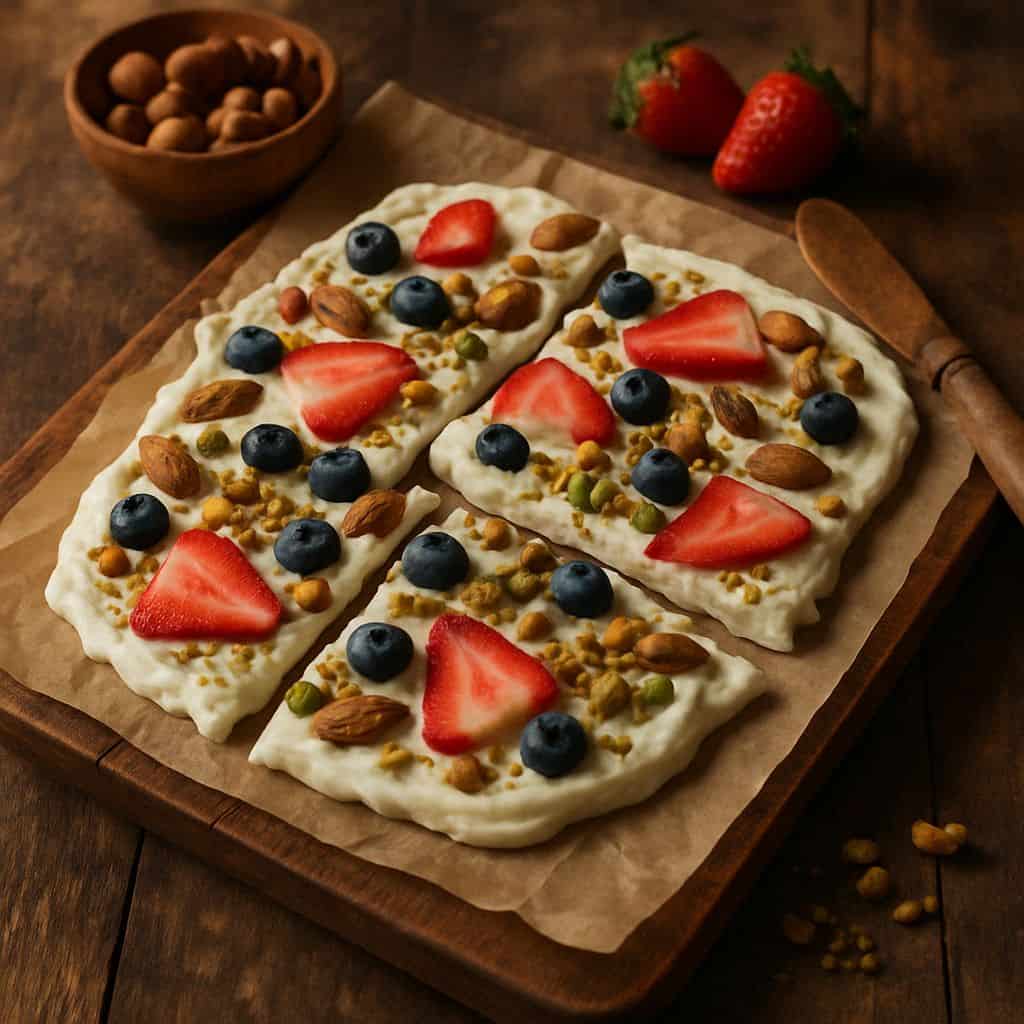 Yoghurt bark met noten en fruit