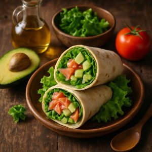 Zalm-avocado wrap met sla