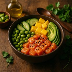 Zalm poke bowl met mango