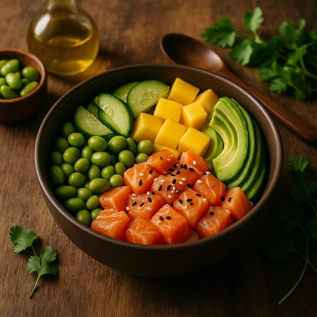 Zalm poke bowl met mango