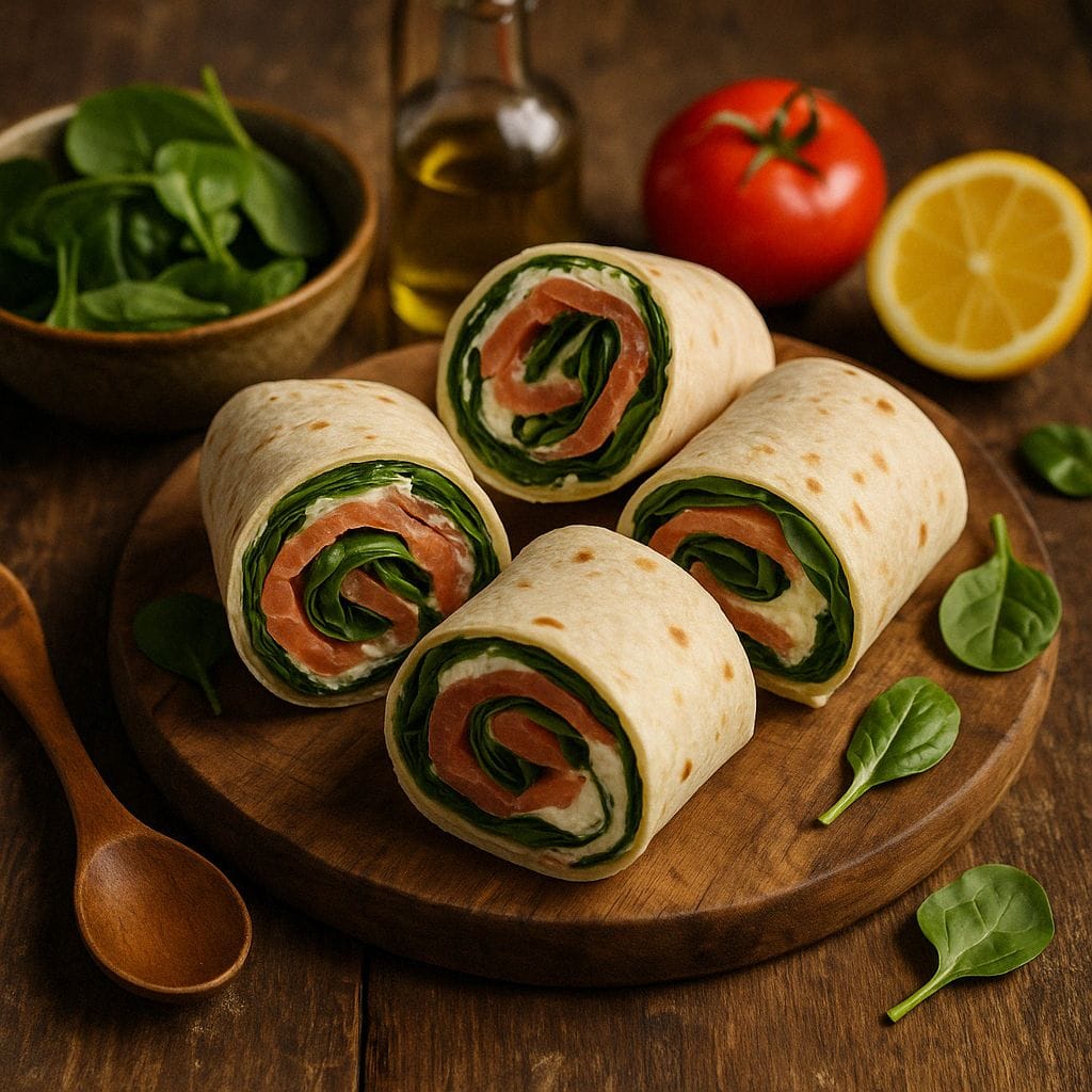 Zalm wrap met roomkaas en spinazie