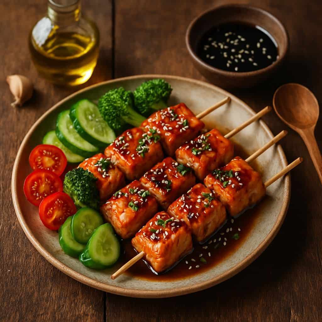 Zalmspiesjes met teriyakisaus