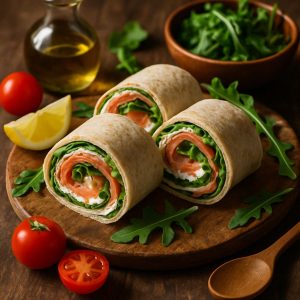 Zalmwrap met roomkaas en rucola