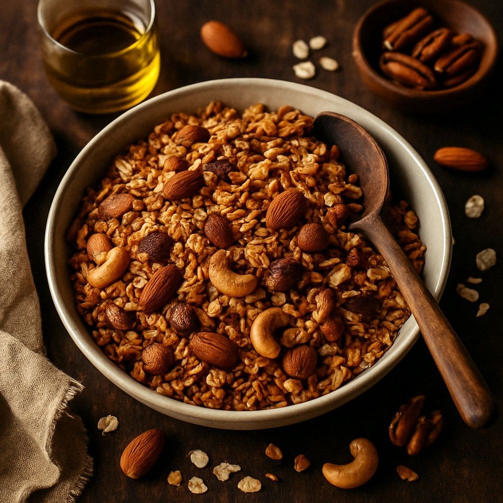 Zelfgemaakte granola met noten
