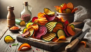 Zelfgemaakte groentechips zonder olie