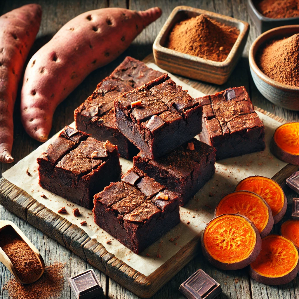 Zoete Aardappel Brownies met Pure Cacao