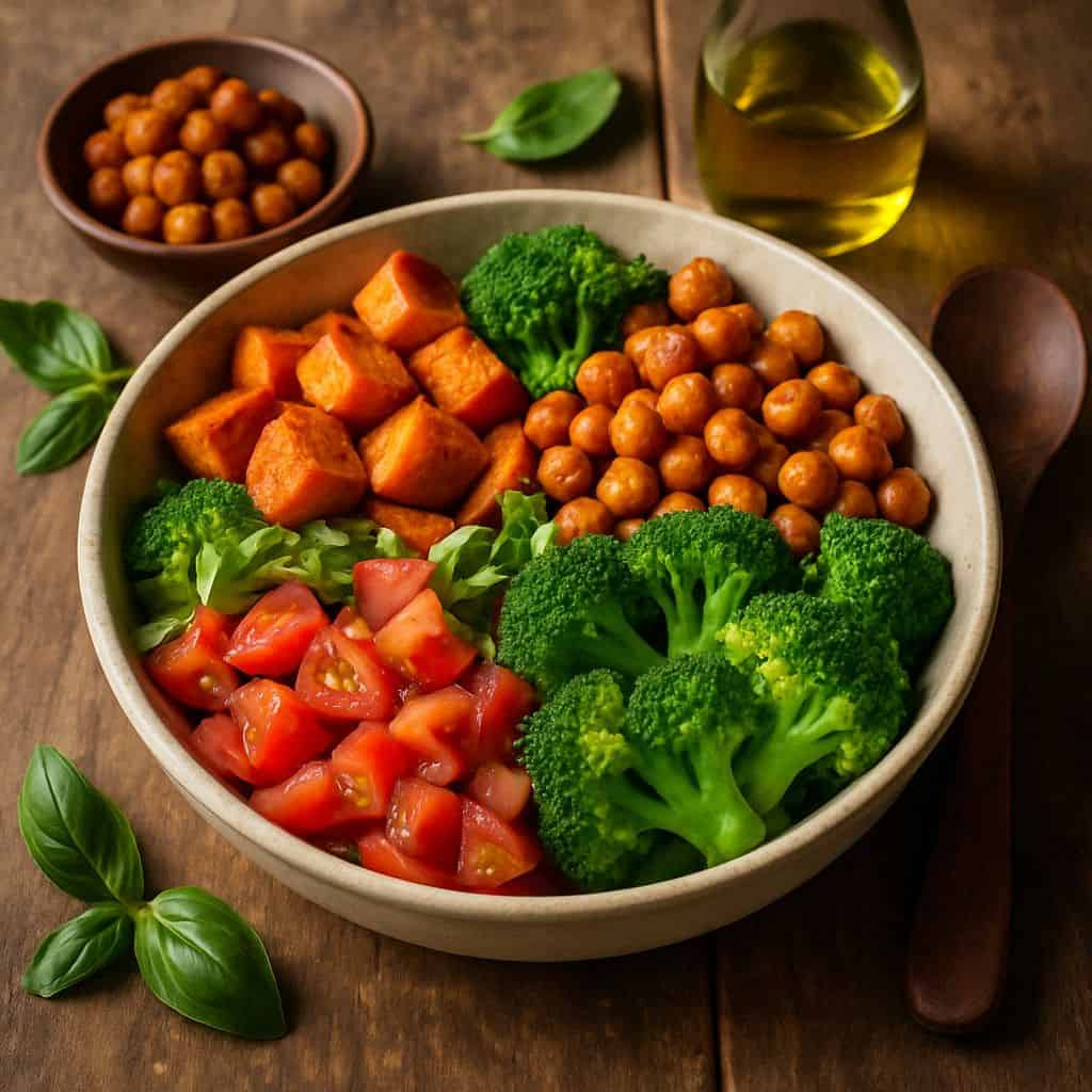 Zoete aardappel bowl met kikkererwten