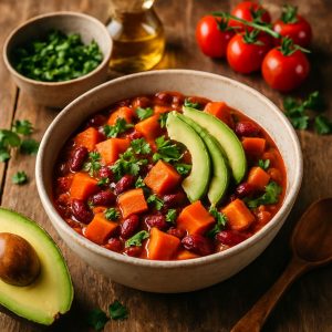 Zoete aardappel chili