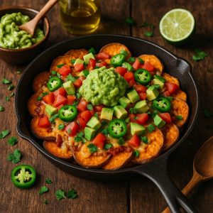 Zoete aardappel nacho's